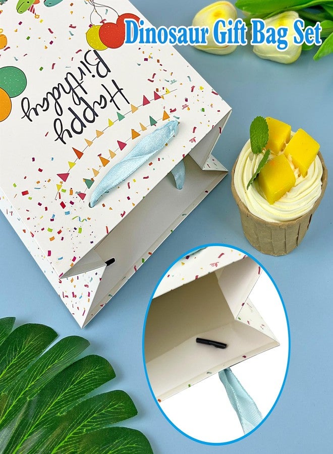 KEEPARTY 10PCS Assorted Sizes Dinosaur Happy Birthday Gift Bag Set with Handles and Tissue Papers for Boys and Girls Birthday Party Baby Shower Newborn with 4 Design Styles 4 Small 4 Medium and 2 Large Gift Bags - Image 3